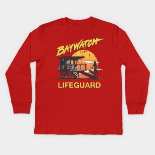 Baywatch Lifeguard Sunset 1989 Kids Long Sleeve T-Shirt